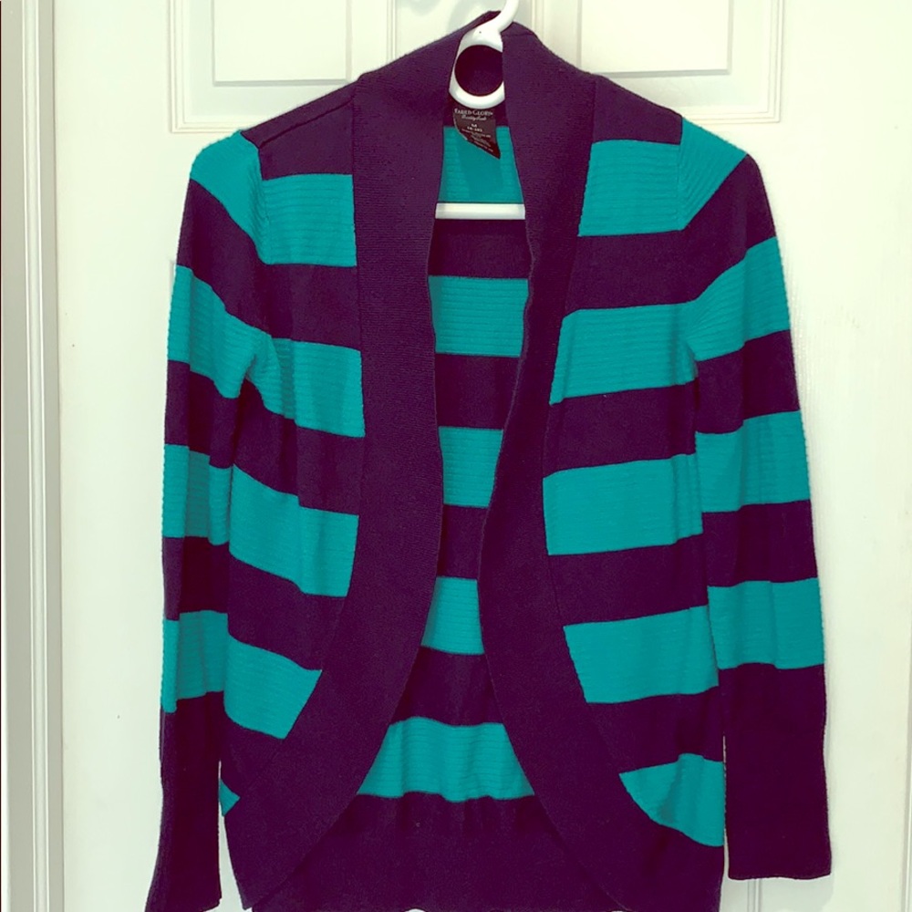 Navy blue and turquoise sweater